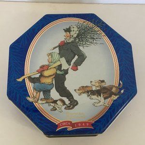 Snickers limited edition canister 1997 Norman Rockwell holiday graphics tin